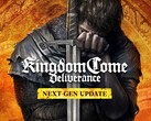 Promotie-illustraties voor Kingdom Come: Deliverance next-gen update waarop Henry te zien is die een zwaard vasthoudt.