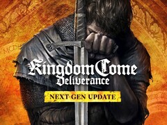 Promotie-illustraties voor Kingdom Come: Deliverance next-gen update waarop Henry te zien is die een zwaard vasthoudt.