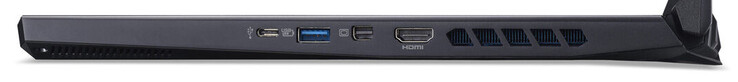 Right side: one USB 3.2 Gen 2 (Type-C) port, one USB 3.2 Gen 1 (Type-A) port, miniDP port, HDMI port