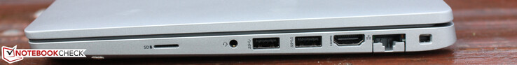 microSD, gecombineerde audiopoort, 2x USB-A 3.0, HDMI, RJ45, Dell Secure Lock