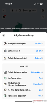 Instellingen maaien