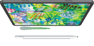 Blackview Zeno 6-tablet met kleurrijke illustraties op het scherm en een witte stylus eronder