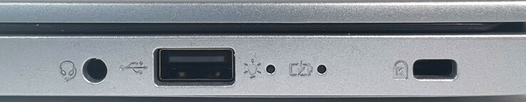 Rechts: gecombineerde audiopoort, 1x USB 2.0 Type-A, Kensington-slot