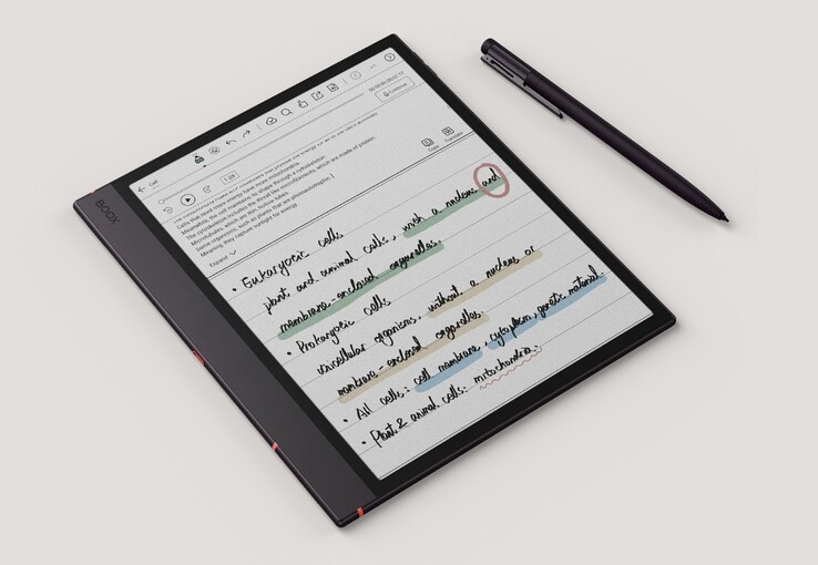 Gebruikers kunnen aantekeningen maken met de magnetische stylus of spreken om AI-transcripties te laten maken op de Boox Note Air6 C-tablet.