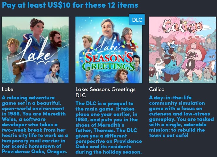 Decoratieve afbeelding. Het derde niveau bevat in totaal 12 items (Afbeeldingsbron: Humble Bundle)