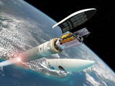 Een conceptueel beeld van de uitrol van de James Webb ruimtetelescoop in een baan om de aarde (ESA; bijgesneden)