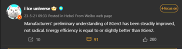 Snapdragon 8 Gen 3 GPU-prestaties omhoog (afbeelding via Ice Universe op Weibo)