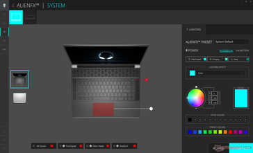 Kleurinstellingen toetsenbord, clickpad en RGB-ring