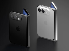 Een concept renderafbeelding van de iPhone Fold in twee kleuren.