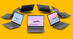 Chromebooks die zijn gemaakt onder Google's nieuwe initiatief Chromebook Plus hebben robuustere specificaties dan wat je normaal ziet in de ChromeOS-wereld. (Afbeelding: Google Chrome, logo's van Intel, AMD en Ryzen, w/bewerkingen)