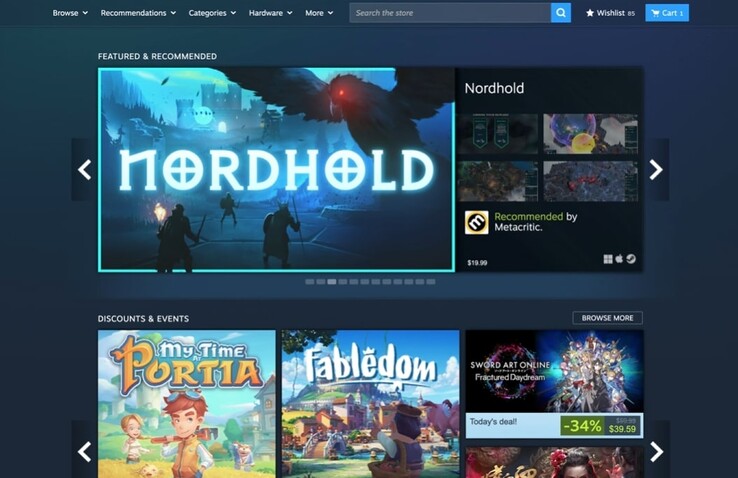 De Steam Store heeft nu een nieuwe, centrale menubalk (Afbeelding bron: Steam)