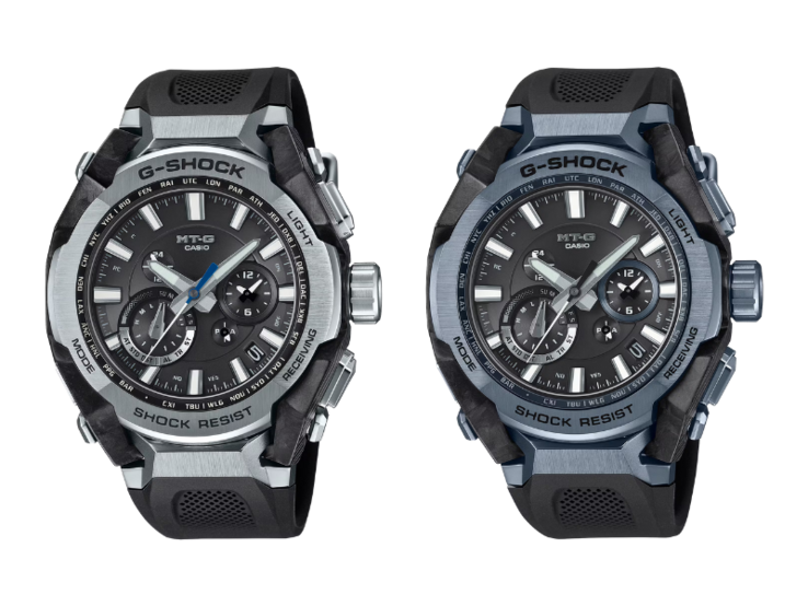 De Casio G-Shock MTG-B4000-1A (links) en MTG-B4000B-1A2 (rechts) horloges. (Afbeeldingsbron: Casio)