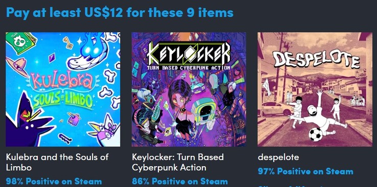 Decoratieve afbeelding. Als u $12 betaalt, krijgt u 9 items (Afbeeldingsbron: Humble Bundle)