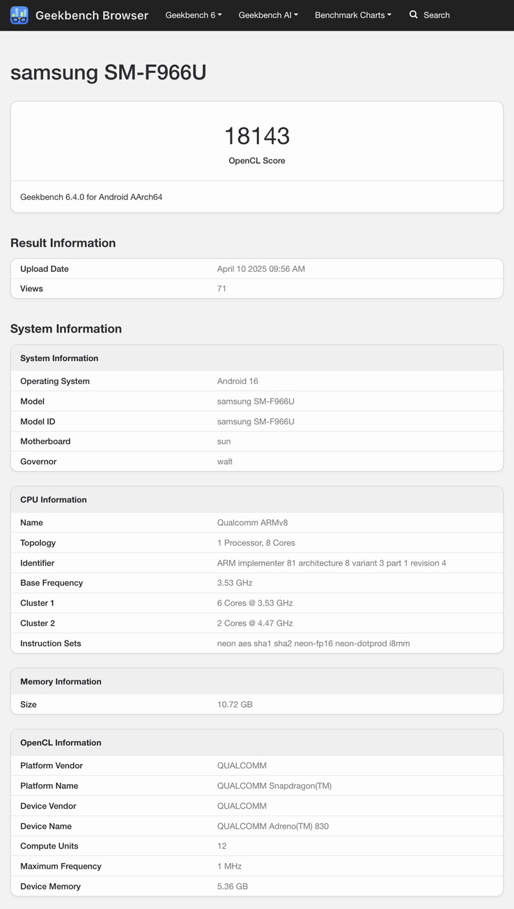 (Afbeeldingsbron: Geekbench)