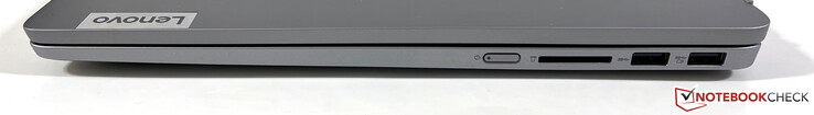 Rechts: Aan/uit-knop, SD-kaartlezer, 2x USB-A 3.2 Gen.1 (5 GBit/s)