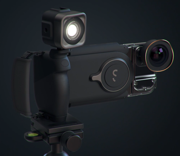 De Shiftcam ProGrip met alle optionele accessoires. (Bron: Shiftcam)