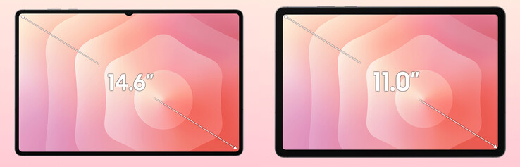 De Galaxy Tab S11 mist slanke randen en een inkeping, Tab S11 Ultra en Tab S11 van links naar rechts. (Afbeeldingsbron: via Evan Blass)
