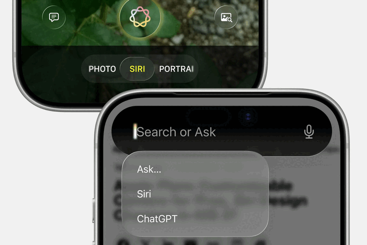 De geplande Siri-integratie in de Camera-app en de nieuwe Zoek- of Vraag-interface voor Siri.