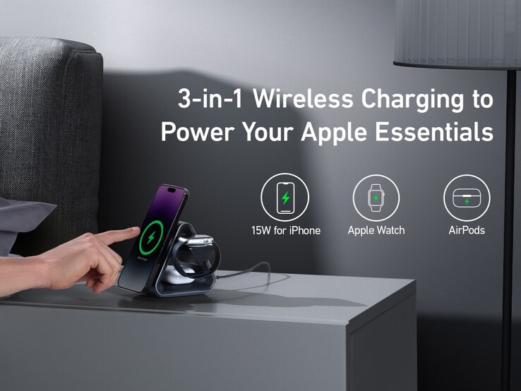 De Anker 737 MagGo Charger (3-in-1 Station) kan drie Apple apparaten tegelijk opladen. (Beeldbron: Anker)