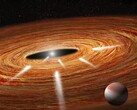 Een artistieke illustratie van een planeet en een ster.