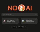 DuckDuckGo's 'No AI' teken wordt prominent weergegeven door de zoekmachine