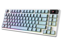 MSI Forge GK600 TKL Wireless Topo Blue editie met gelaagde topografische contouren op blauwe PBT keycaps. (Afbeeldingsbron: MSI)