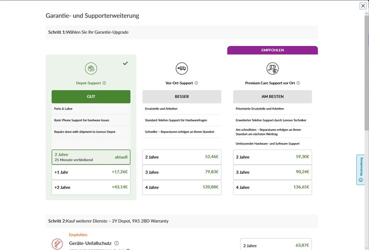 Garantieopties in het Lenovo Vantage programma