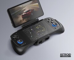 Retroid Dual Screen Add-On bevestigd op een Retroid Pocket 5. (Afbeeldingsbron: Retroid)
