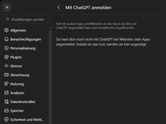 Schermafbeelding van de ChatGPT-instellingen met de sectie Inloggen met ChatGPT