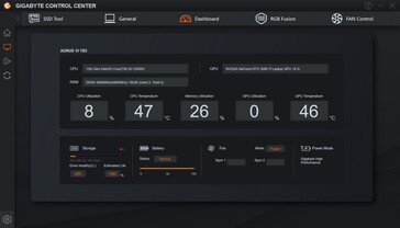 Het dashboard met systeeminformatie