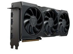 AMD Radeon grafische kaart met drievoudige ventilatorkoeling en meerdere weergave-uitgangen waaronder HDMI, DisplayPort en USB-C (Afbeelding bron: Notebookcheck)