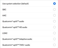 Beschikbare Bluetooth-audiocodecs