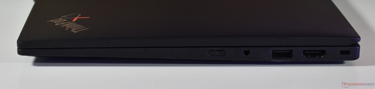 rechts: 3,5mm Audio, 3,5mm Audio, USB-A 3.2 Gen 1, HDMI, Kensington-slot