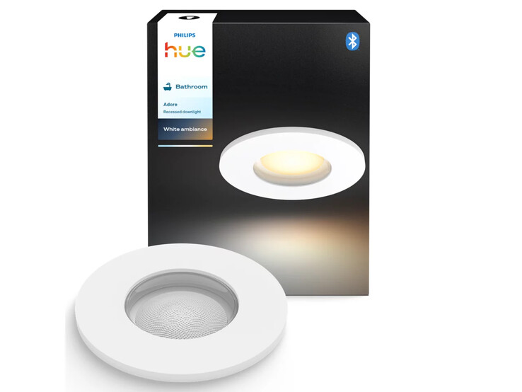De Philips Hue Adore badkamer inbouwspot in wit. (Afbeelding bron: Philips)