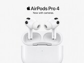 Door AI gegenereerde weergave van de AirPods Pro 4 met camera’s.