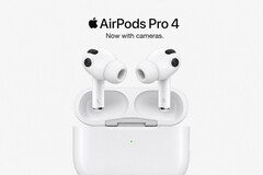 Door AI gegenereerde weergave van de AirPods Pro 4 met camera’s.