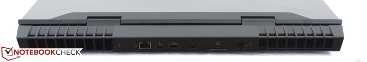 Achterkant: Gigabit RJ-45, mDP 1.2, HDMI 2.0, Alienware Graphics Amplifier, stroomaansluiting