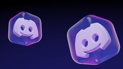 3D-pictogrammen in de vorm van doorschijnende kubussen met het Discord Clyde-logo