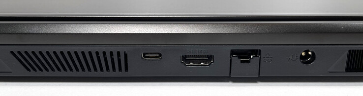 Achterkant: USB-C Thunderbolt 4 (met DisplayPort, zonder Power Delivery), HDMI 2.1, 2,5 Gb/s LAN-poort, voedingsaansluiting