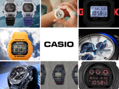 In mei is er een groot aantal horloges toegevoegd aan de online winkel van Casio. Afgebeeld - 9 verschillende modellen die deze maand werden gelanceerd in één afbeelding, met het Casio-logo in het midden. (Afbeelding bron: Casio - Bewerkt)