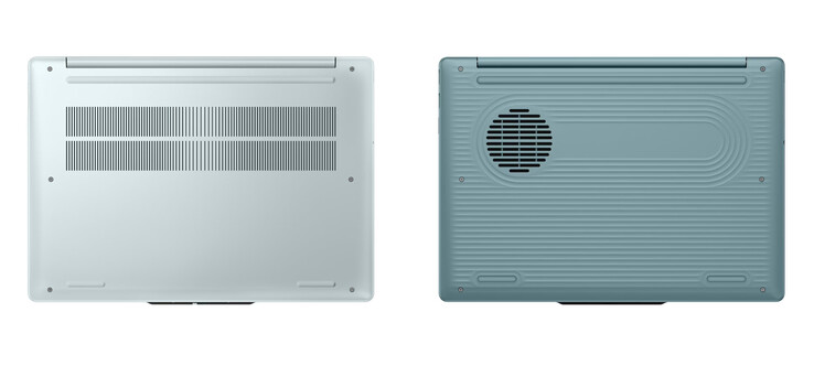 De IdeaPad Vibe 14AGP12 kan ook worden geconfigureerd met een metalen of kunststof onderkant, van links naar rechts.