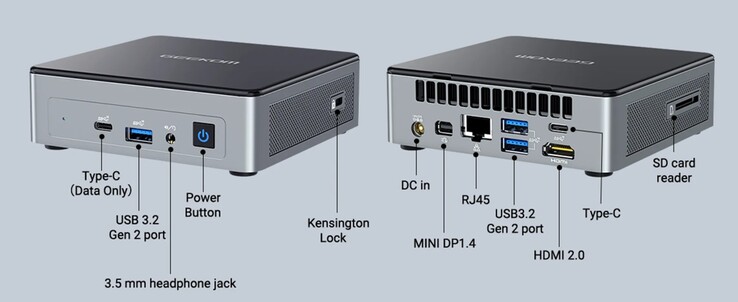 externe poorten op de Geekom MiniAir 12 (bron: Geekom)