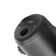 Onderkant: microUSB, 3,5 mm hoofdtelefoonaansluiting, bevestigingsgat met 5/8 inch schroefdraad