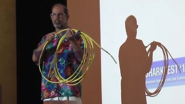 Originele 10BASE5 gele Ethernet-kabel op spoel