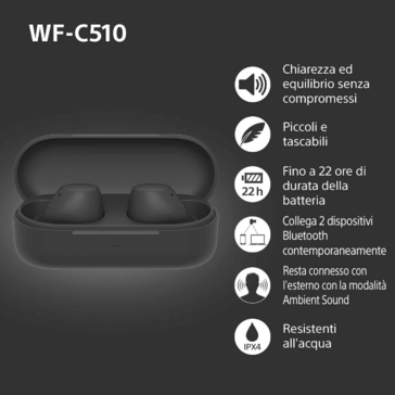 Kenmerken Sony WF-C510 (afbeeldingsbron: @MysteryLupin op X)