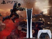 Gears of War: E-Day artwork met PS5 logo en console.