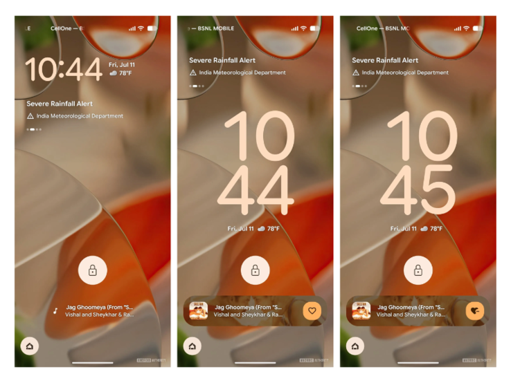 Schermafbeeldingen van de verbeterde functie Now Playing. (Afbeeldingsbron: Android Authority)