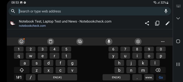 Toetsenbord in landschapsmodus