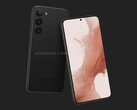 De Galaxy S23 Plus ziet eruit als een kruising tussen zijn voorganger en de Galaxy S22 Ultra. (Beeldbron: @OnLeaks &amp; Smartprix)