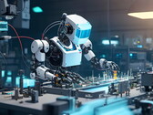 Afbeelding van een fictieve robot in een industriële werkomgeving